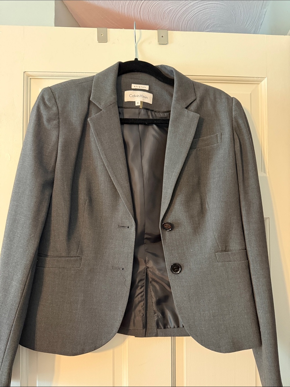 Calvin Klein Women's Gray Two-Button Tailored Blazer